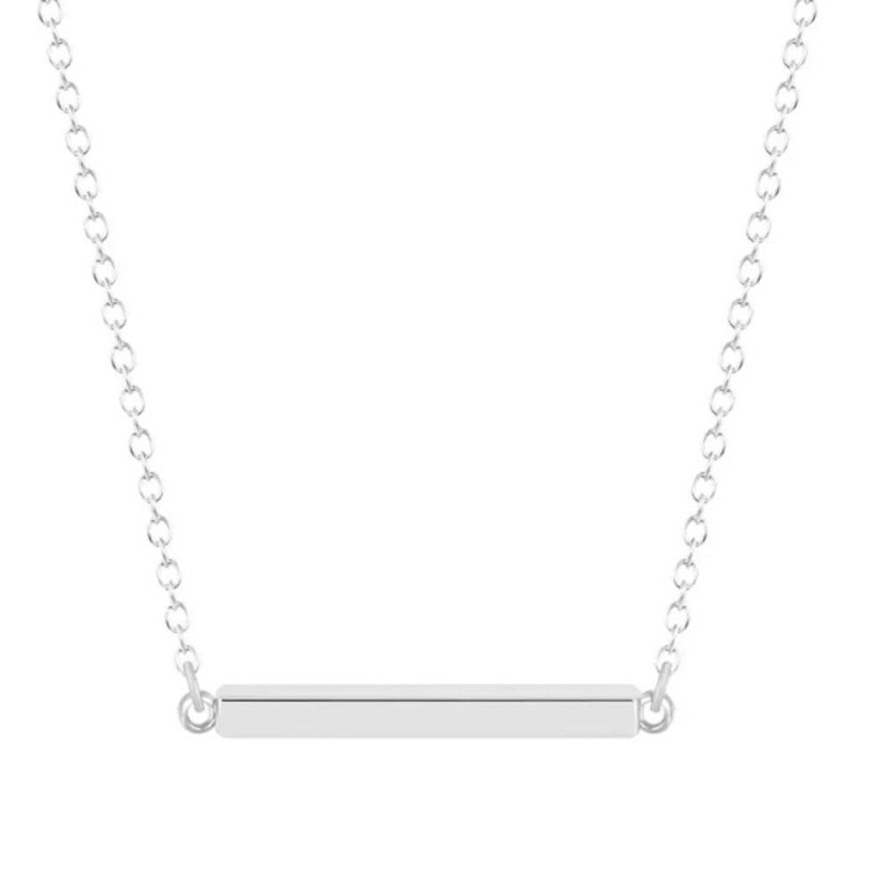 NEW Silver Tone Single Horizontal Bar Necklace - Picture 3 of 6